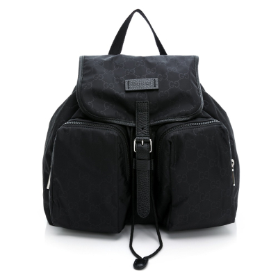 【GUCCI 古馳】 GUCCI 滿版LOGO尼龍後背包 (黑) __DVSHOP 保證正貨 台灣現貨不用等