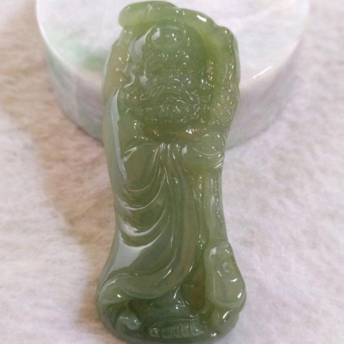 ?開啟禪門?天然緬甸玉A貨翡翠-油青 精雕 達摩祖師【92jade 遇見善緣】現貨特惠