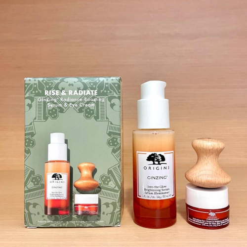 栗子美妝?｜ORIGINS 品木宣言 元氣十足亮顏C精華 30ml 元氣十足亮眼眼霜 5ml 元氣亮顏舒眼組 旅行組