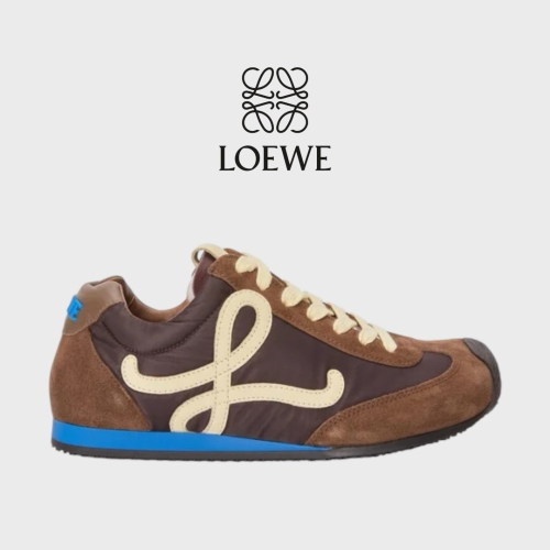 ?Loewe??Ballet Runner2.0 芭蕾系列運動跑鞋｜休閒鞋｜尼龍和小牛皮｜棕黃藍｜棕色｜黃色｜米L