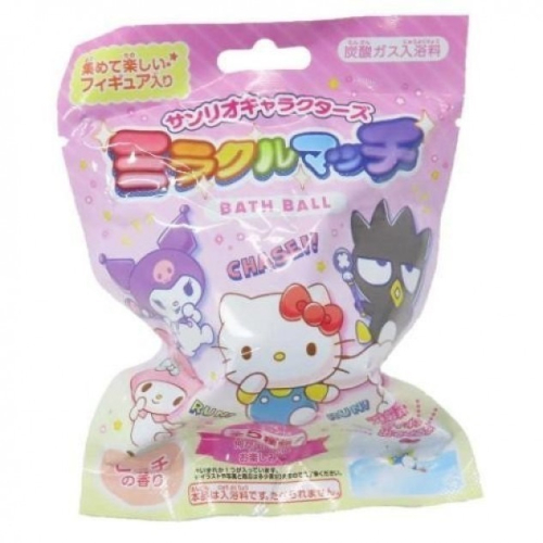 SANRIO 沐浴球(1B=15PCS) 當你把沐浴球放入浴缸時，它會起泡並融化...吉祥物會從裡面彈出， 泡沫型[桃子
