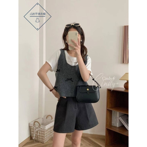 ?Lu的平價衣櫃?現貨✔️韓系質感cindy家甜美百搭蝴蝶結方領針織背心#甜美#百搭#針織#蝴蝶結#外搭#百搭