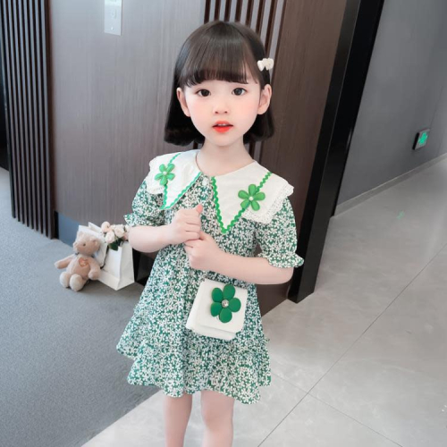 寶貝童裝女童夏裝小童洋氣網紅女寶寶夏季時髦碎花連身裙兒童裙子洋裝夏款薄款