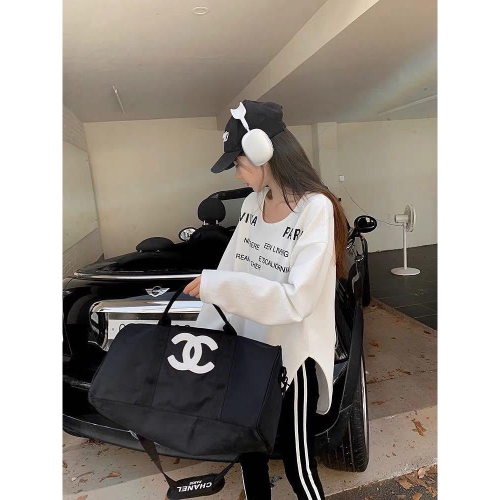 VIP積分贈禮 Chanel 香奈兒 旅行包大容量大包手提袋健身瑜珈袋手提可單肩斜背包行李袋帆布包托特包肩背包手提包 方