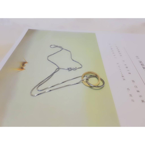 B457．雙環項鍊(包含項鍊) 防過敏 韓版銀飾吊飾 吊墜 吊墬 首飾飾品配件 女飾品 精緻吊墜 項鍊 情人告白