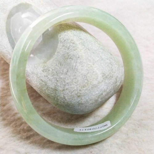 ?平安鐲?天然緬甸玉 A貨翡翠-58mm 冰淡底色 玉鐲/手鐲 附證書