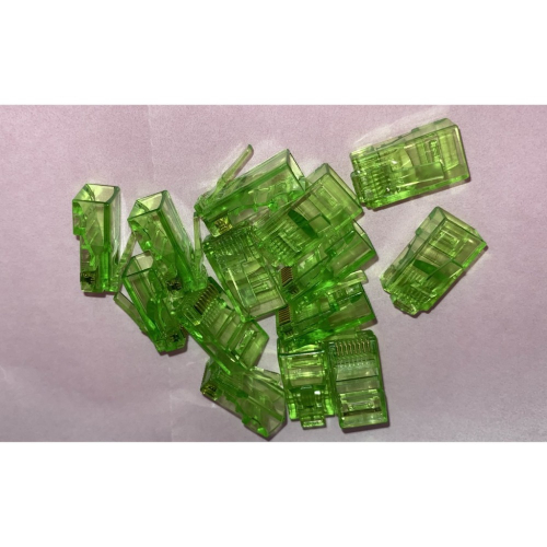 現貨 現時特價 鍍金 RJ-45 網路線 3叉 水晶接頭 RJ45 網路線接頭 8P8C網路水晶頭 100顆 綠色