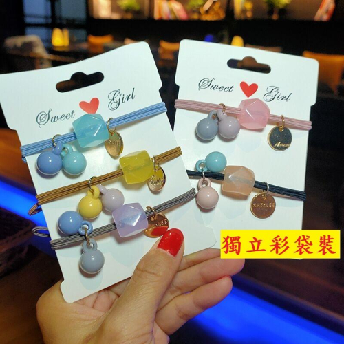 吊珠簡約髮圈 丸子頭髮飾 彈力頭繩 高彈綁髮圈 氣質吊飾髮圈 少女馬尾皮筋 伊代企業社
