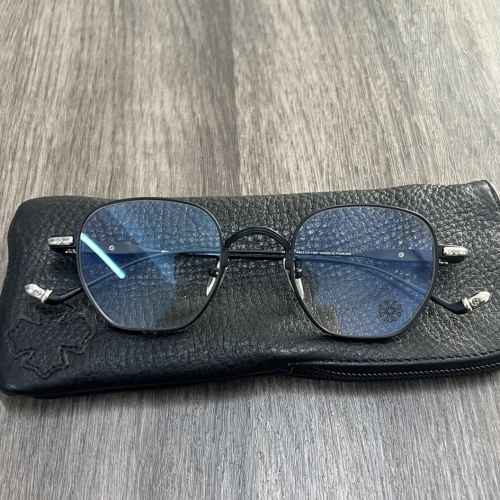 CHROME HEARTS 眼鏡 明星同款眼鏡 克羅心眼鏡 十字架純鈦超輕眼鏡 男女同款平光眼鏡 黑色圓框光學眼鏡架 可
