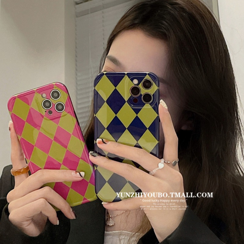 日韓ins菱格適用iphone12pro max蘋果11手機殼iphonex軟硅膠xsmax個性xr創意8plus女款全