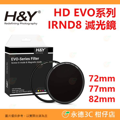 H&Y HD EVO系列 ND8 減光鏡 72mm 77mm 82mm 磁吸螺紋二合一 公司貨 VND 減光三檔 濾鏡