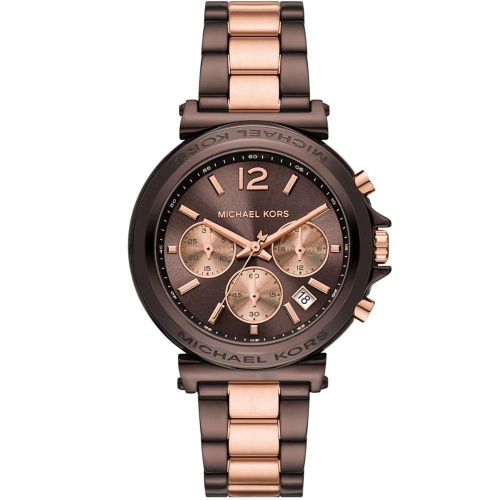 Michael Kors Maren 巧克力金三眼計時女錶 週年慶送禮推薦-40mm MK7496