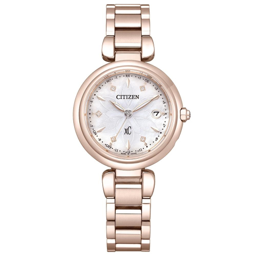 CITIZEN 星辰錶 XC系列Sakura pink櫻花粉紅金鈦金屬電波手錶 女錶 ES9467-71Y 附提袋
