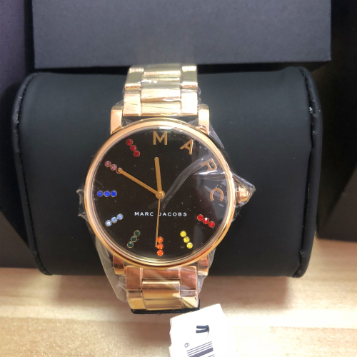 馬克.雅克布MARC JACOBS女錶 MJ3567 金色黑面不鏽鋼鏈石英錶 時尚潮流女生腕錶 MJ手錶 馬克手錶女生