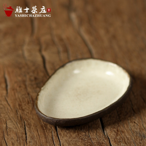 粗陶手作茶則 日式簡約復古黑陶茶則 茶鏟 茶匙 茶道零配功夫茶具